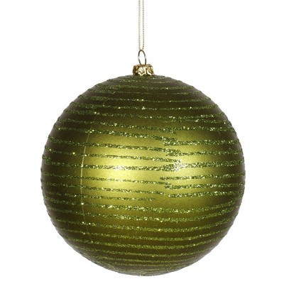 Vickerman 4.75" Glitter Striped Shatterproof Christmas Ball Ornament - Olive Green