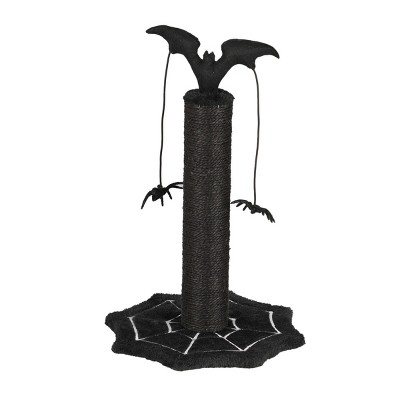 FURNIinspire Pet Tower Cat Tree Scratching Post with Hanging Toy Halloween Cat Tower for Indoor Cats, Pet Furniture, Black, 10.92"*10.92"*18.33"