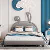 Streamdale Full Size Upholstered Leather Platform Bed with Rabbit Ornament, Gray - 2 of 4