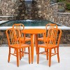 Emma and Oliver Commercial Grade 24" Round Metal Indoor-Outdoor Table Set & 4 Slat Back Chairs - 2 of 4