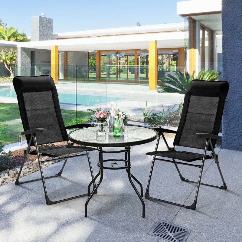 Costway 2/4PCS Patio Folding Dining Chairs Portable Camping Headrest Adjust Black, 2 of 11