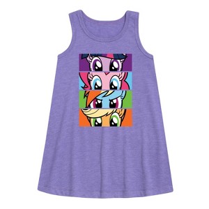 Girls' - My Little Pony - Stacked Faces Graphic Sleeveless Aline Dress - 1 of 3