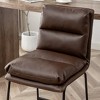 HDZNVF Set of 2 Upholstered 26 inch Counter Height Antique Brown Stools - 4 of 4