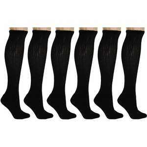 Men’s Diabetic Over the Calf Knee Socks – 6 Pairs, Non-Binding Top, Extra Wide & Cushioned, Size 9-11, 10-13, 13-15 - 1 of 2