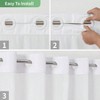White No Hook Shower Curtain with Snap - in Fabric Liner Set, Slub Textured Fabric Bathroom Shower Curtain - 4 of 4