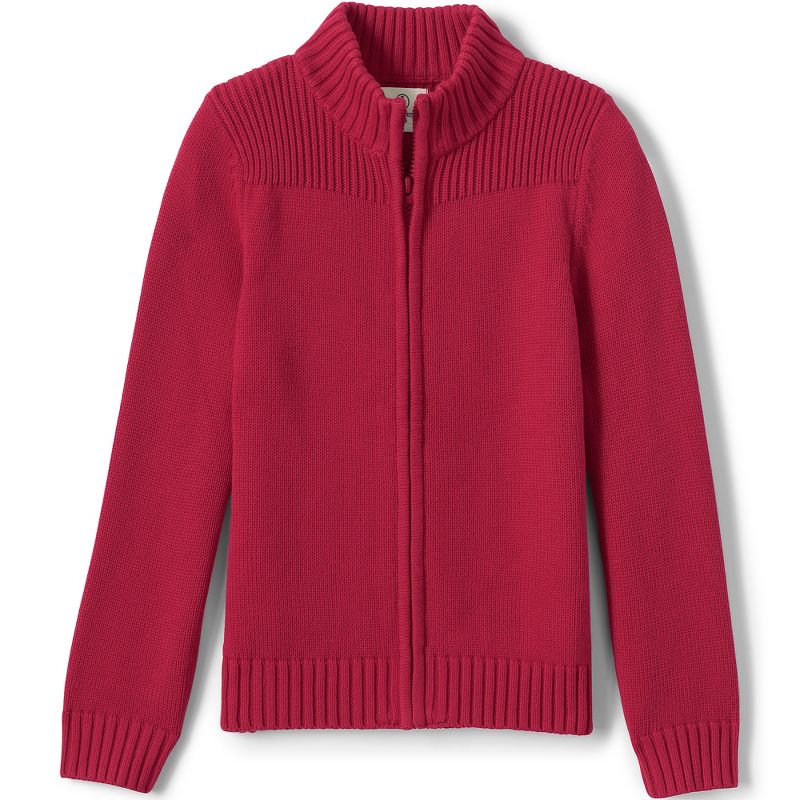 Lands' End School Uniform Kids Cotton Modal Zip Front Cardigan Sweater, 1 of 4