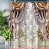 Paaaawaters 1 Piece Gold Floral Swan Print Shower Curtain Set with Hooks Waterproof Bathroom Partition Curtain - 2 of 4