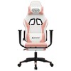 vidaXL Massage Gaming Chair with Footrest White&Pink Faux Leather - 4 of 4