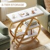 Syemin End Tables 3-Tier Narrow End Table with Storage, Modern Marble Sofa Side Table, Design Geometric Accent Table, Brown, 25.59"*11.81"*25.59" - 2 of 4