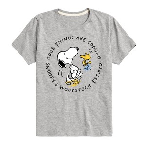 Boys' - Peanuts - Good Things Are Coming Circle Short Sleeve Graphic T-Shirt - 1 of 4