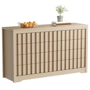 Jojoka Fluted Dresser for Bedroom with 6 Drawers,Modern Chest of Drawers with Handleless - 1 of 4