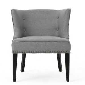Vynxaria Contemporary Fabric Occasional Chair with Nailhead Trim & Button Tufting - 1 of 4