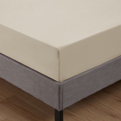 Twin Beige Deep Pocket Microfiber Fitted Sheet Set