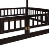 Okak Full Over Full Solid Wood Bunk Bed with Slide & Ladder & Safety Fence Low Bunkbeds for Toddler Kids Teens Easy Assemble Space-Saving, Espresso - 4 of 4
