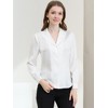 Allegra K Women's Elegant Collar V Neck Long Sleeve Work Office Satin Button Down Shirt - 2 of 4