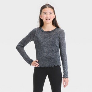 Girls' Long Sleeve Mesh Crew - art class™ - 1 of 3