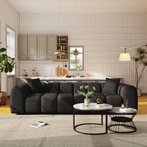 SYFERLORY 102.36"Luxury Modern Upholstered Sofa For Living Room, Square Arm and 3 Seater Sofa,No Assembly Needed(Chenille Fabric,Black) - 1 of 4