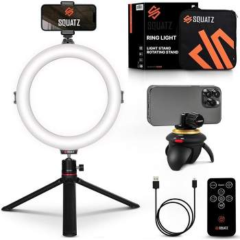 SQUATZ 8'' Small Ring Light for Desk with Stand and Phone Holder