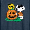 Women's - Peanuts - Snoopy Joe Cool Halloween Pumpkin Lightweight French Terry Wide Neck Long Sleeve Shirt - 2 of 4