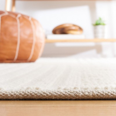 Ivory Flat Woven Handmade Wool Area Rug, 8' x 10'