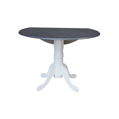 Heather Gray & White 42" Round Wood Extendable Dining Table