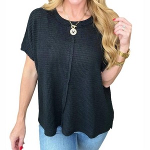 Women's Dolman Short Sleeve Front Seam Top - ZENANA - 1 of 3