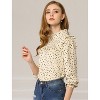 Allegra K Women's Vintage Ruffle Stand Collar Long Sleeves Polka Dots Blouse - image 4 of 4