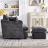 GDFStudio Sidney Modern 46" Chenille Upholstered Swivel Accent Chair with Ottoman and 3 Drawers - 4 of 4