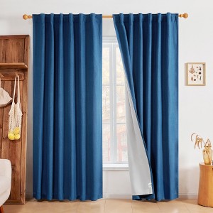 Deconovo Faux Linen Blackout Curtains 2 Panels Back Tab Rod Pocket - 1 of 4