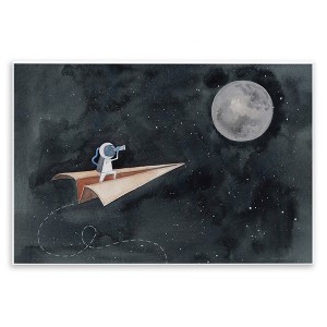 Stupell Industries Paper Airplane Flying in Outer space Astronaut Moon, 13" x 19" - 1 of 4