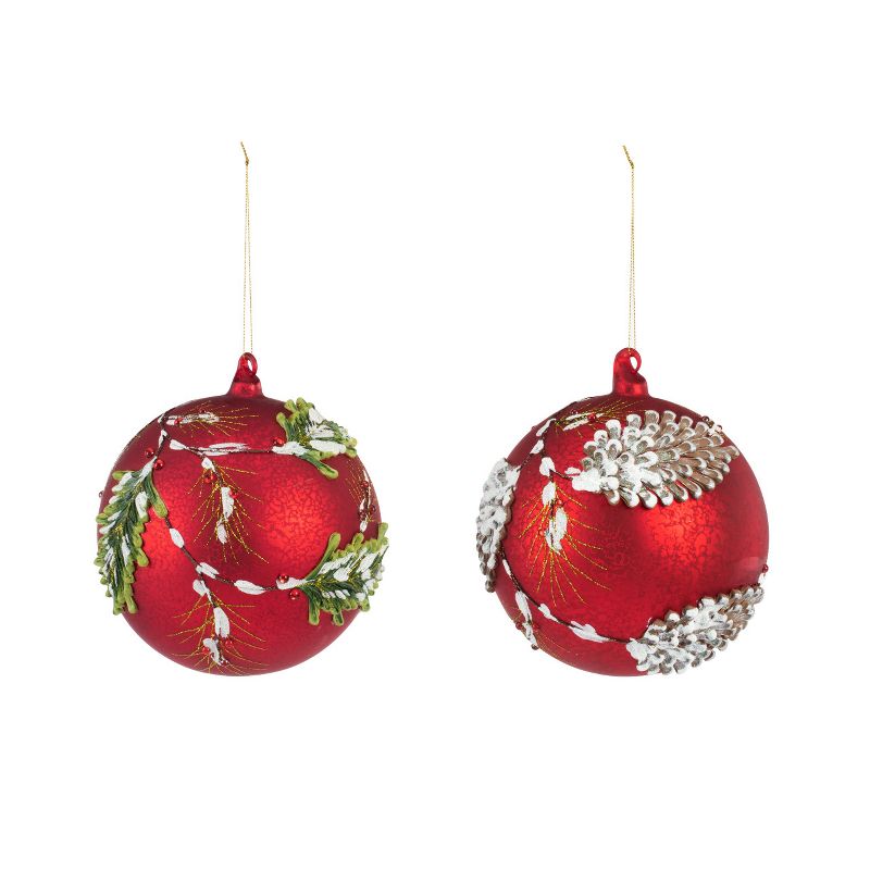 DEMDACO Oversized Red Holly Blown Glass Ornaments - 2 Assorted, 4 of 6