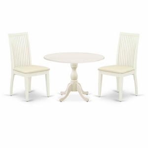 3-Piece Linen White Finish Solid Wood Top - Dining Room Set  - Seats 4 - 1 of 4