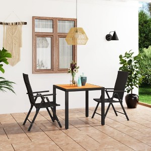 vidaXL 3 Piece Patio Dining Set Black and Brown - 1 of 4