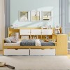 KTMBDW Twin/Full Size Daybed with 3 Storage Cabinets and 2 Drawers, Wooden L-Shape Daybed Frame with Study Desk and Built-in Bookshelf for Bedroom - 2 of 4