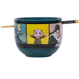 Silver Buffalo Spy x Family Character Grid 20-Ounce Ceramic Ramen Bowl and Chopstick Set - 1 of 4