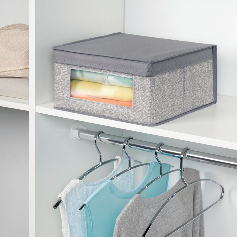 mDesign Medium Fabric Closet Storage Box with Front Window/Lid, 3 of 10