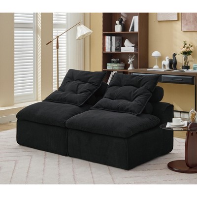 NicBex Modern Modular Soft Chenille Loveseat Sofa with Removable Pillows,Minimalist Armless 2-Seater Sofa for Living Room,Bedroom
