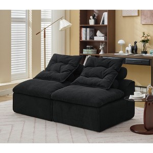 NicBex Modern Modular Soft Chenille Loveseat Sofa with Removable Pillows,Minimalist Armless 2-Seater Sofa for Living Room,Bedroom - 1 of 4