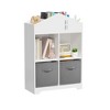 Kids Bookshelf with Toy Storage Organizer, Child Bookcase with 2 Fabric Drawers for Nursery, Bedroom, Playroom, Toys & Books Display Organizer Gray - 4 of 4