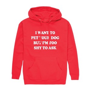 Men's - Instant Message - I Want To Pet Your Dog Graphic Fleece Pullover Hoodie - 1 of 4