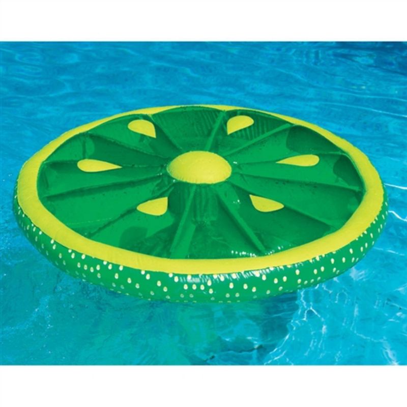 Swimline 61.5" Inflatable Lime Fruit Slice Swimming Pool Lounger Raft - Green/Yellow, 2 of 3