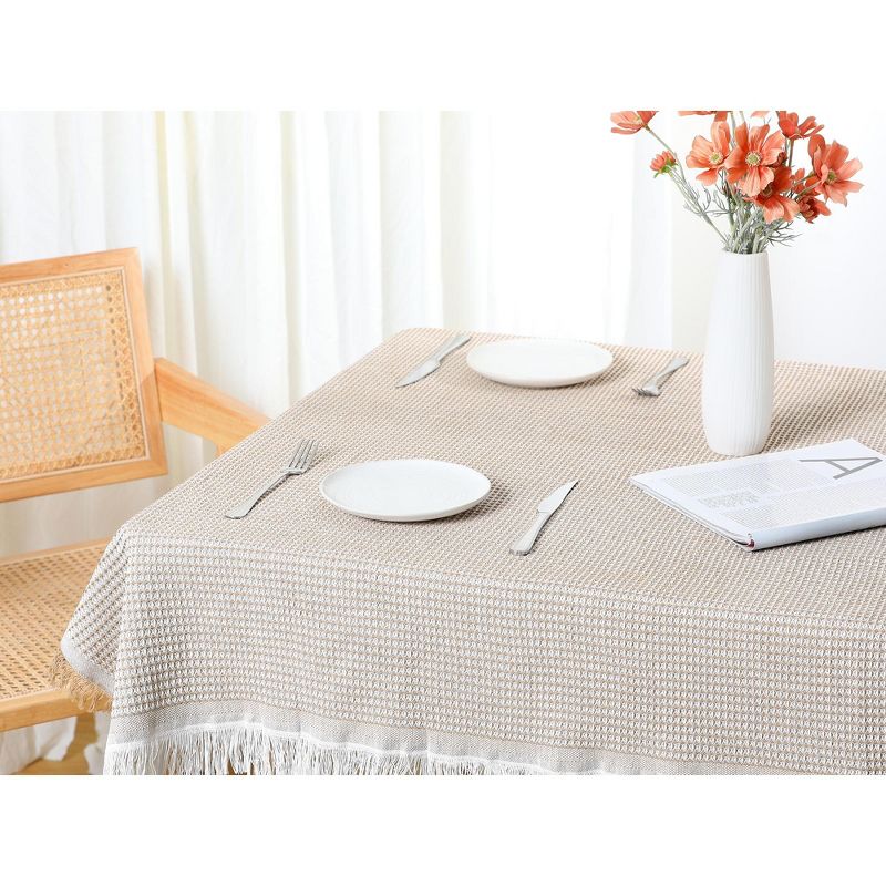Unique Bargains Picnic Dinner Cotton Linen Tassels Oil-proof Table Cover 1 Pc, 2 of 6