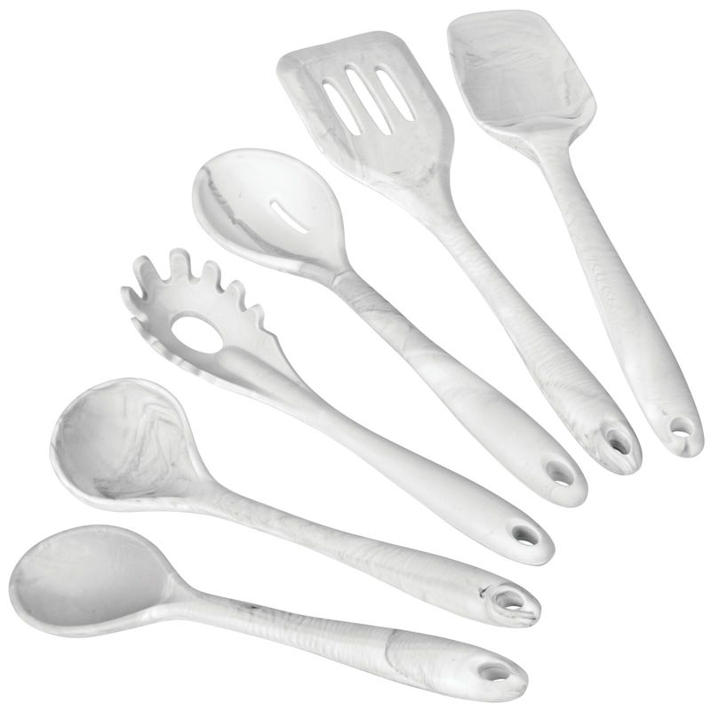 mDesign Silicone Kitchen Utensil Set - Large - Marble, 1 of 9