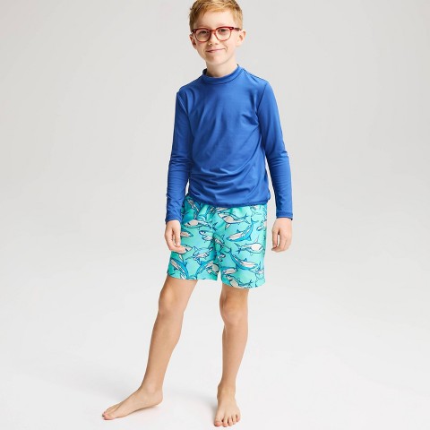 Детские купальники Cat & Jack Boys' Shark Swim Trunks - Cat & Jack™ Aqua Blue S