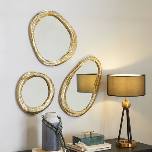 3 Contemporary Aluminum Wall Mirror Set, How To Place 3 Circle Mirrors On Wall
