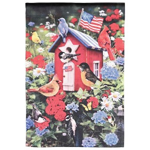 Dicksons Magnolia Garden Patriotic Bird House Red White Blue 44 x 30 Polyester Outdoor Garden Flag - 1 of 2