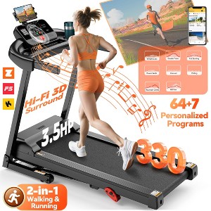 Folding Treadmill w/ Incline, 3.5HP Treadmill for Home w/ 330lb Capacity, 71 Programs - 1 of 4