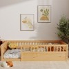 NicBex Kids Montessori Bed with Fence,Wood Floor Bed with High Guardrails Design,Twin/Full Size Toddler bed for Bedroom Playroom,White/Gray/Brown - 2 of 4