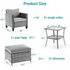 Sonkuki 5 Pieces PE Rattan Furniture Set with Side Table, Patio Chair with Washable Cushion, Ottomans for Balcony, Porch and Yard - 3 of 4