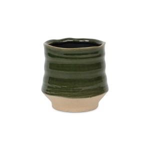 Cheung's Perlacea Curved Round Tapering Ceramic Pot- Small - Green - 1 of 3